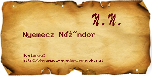 Nyemecz Nándor névjegykártya