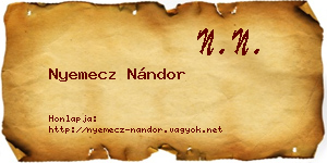 Nyemecz Nándor névjegykártya